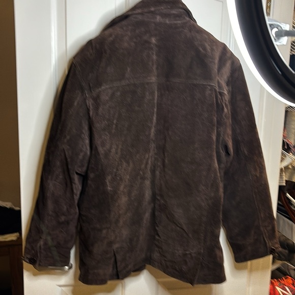 Very good condition TRUCKER LEATHER brand chocolate brown suede jacket men’s XL - Picture 10 of 14